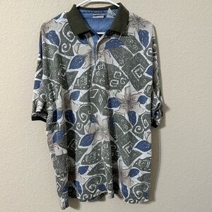 Vintage Bugle Boy Polo Short Tropical Print Short Sleeve Vacation Hawaiian